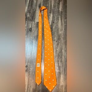 Hermès Paris Orange Silk Necktie Snail & Clover Print | Made in France